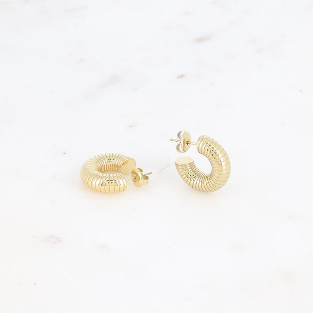 Creole earrings - ribbed effect 19mm