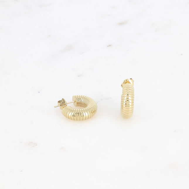 Creole earrings - ribbed effect 19mm