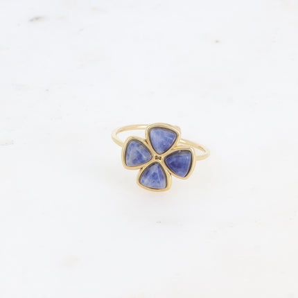 Bague fine - trèfle à 4 feuilles en pierre naturelle