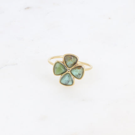 Bague fine - trèfle à 4 feuilles en pierre naturelle