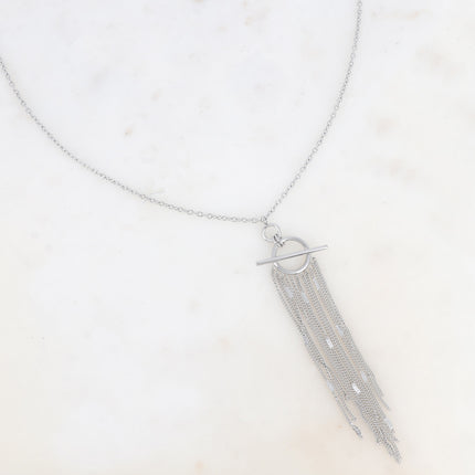 Vinya necklace - ring, bar and dangling chains