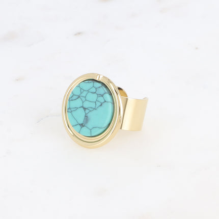 Bague large - pierre naturelle ronde