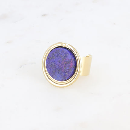 Bague large - pierre naturelle ronde