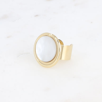 Bague large - pierre naturelle ronde