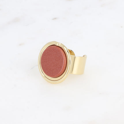 Bague large - pierre naturelle ronde