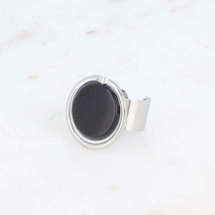 Bague large - pierre naturelle ronde