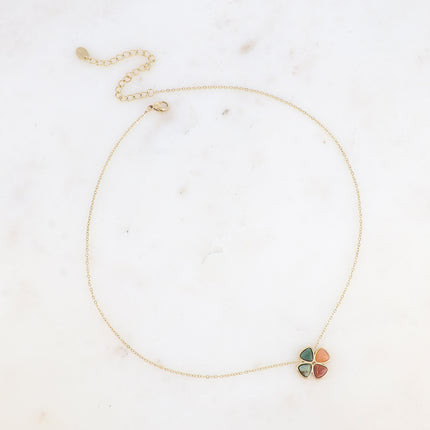 Collier - trèfle à 4 feuilles en pierre naturelle