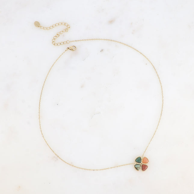Collier - trèfle à 4 feuilles en pierre naturelle