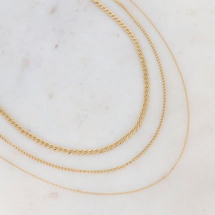 Collier 3 rangs - mailles gourmette, fine et forçat