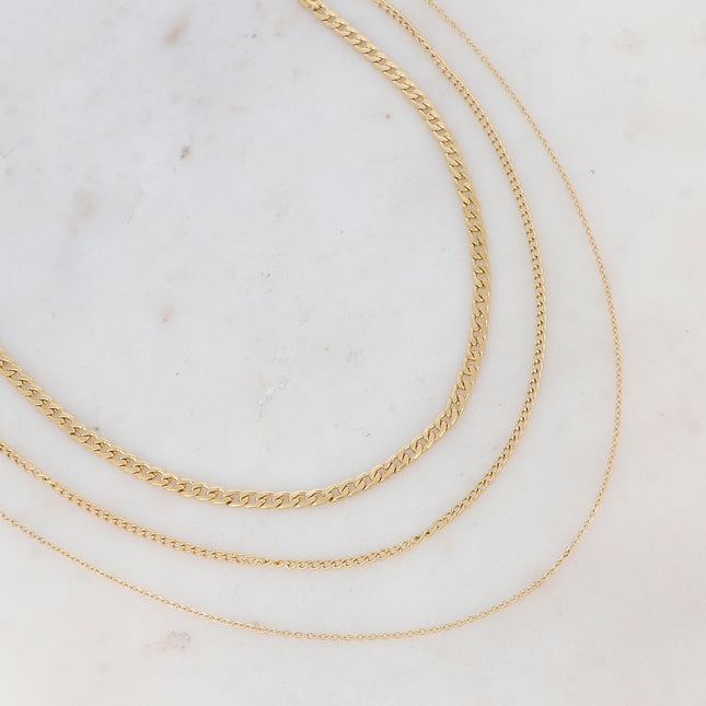 Collier 3 rangs - mailles gourmette, fine et forçat