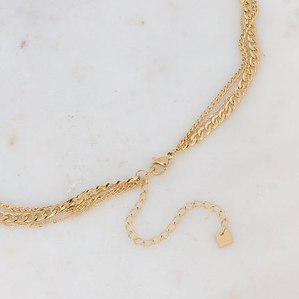 Collier 3 rangs - mailles gourmette, fine et forçat