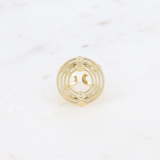 Bague - 4 anneaux ronds et barres martelées