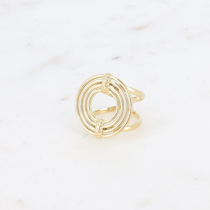 Bague - 4 anneaux ronds et barres martelées