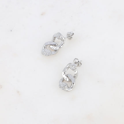 Boucles pendantes Augustine - deux maillons gourmette et motif fleur