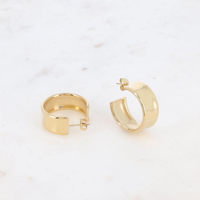 Hoop earrings - wide and curved, 25mm