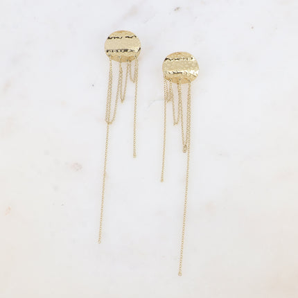 Boucles pendantes Helia - pièce ronde et chaînes pendantes
