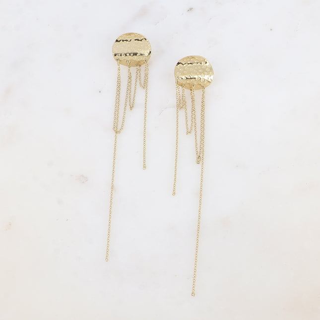Boucles pendantes Helia - pièce ronde et chaînes pendantes