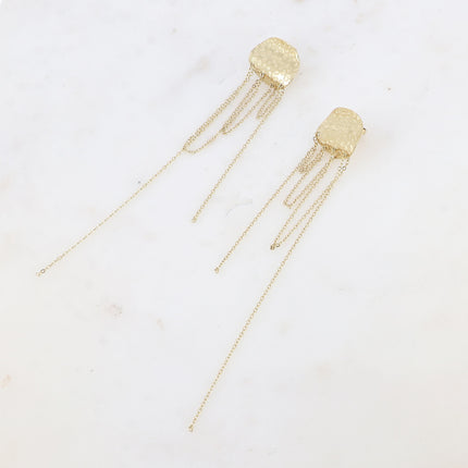 Boucles pendantes Helia - pièce ronde et chaînes pendantes