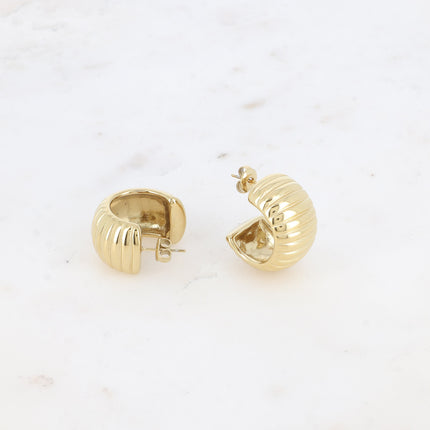 Creole earrings - wide grooved ring