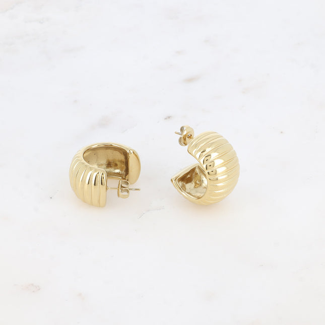 Creole earrings - wide grooved ring