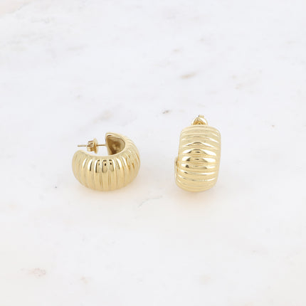 Creole earrings - wide grooved ring