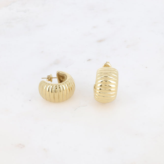 Creole earrings - wide grooved ring