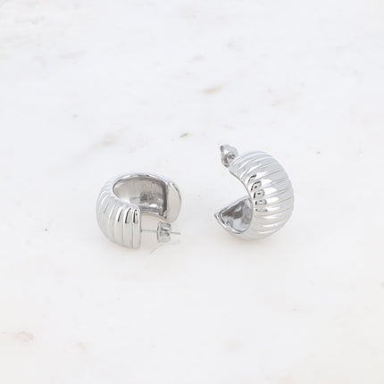 Creole earrings - wide grooved ring