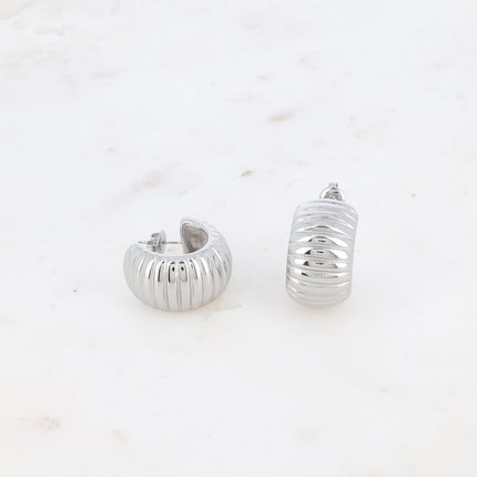 Creole earrings - wide grooved ring