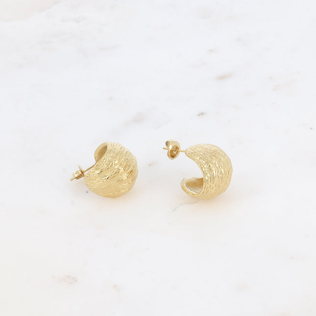 Inaya Creoles - Wide Textured Ring