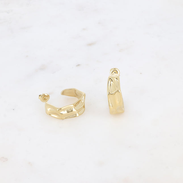 Creole earrings - faceted and hammered ring