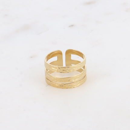 Bague - 3 rangs, martelé