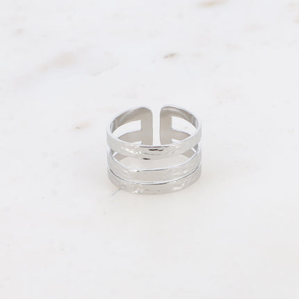 Bague - 3 rangs, martelé