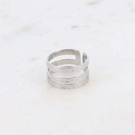 Bague - 3 rangs, martelé