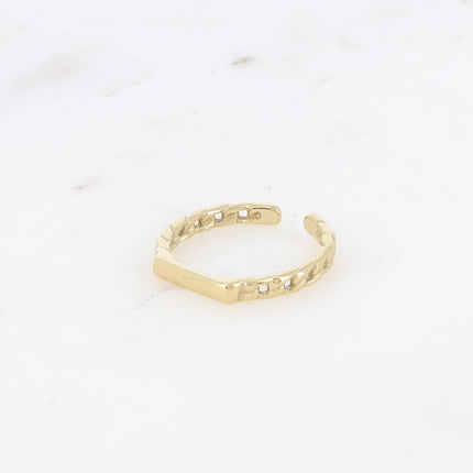 Bague fine Félicitia - anneau en maille et barre lisse