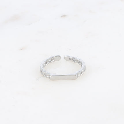 Bague fine Félicitia - anneau en maille et barre lisse