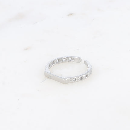 Bague fine Félicitia - anneau en maille et barre lisse