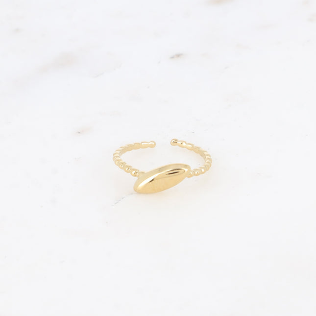 Thin ring - beaded and oval effect band