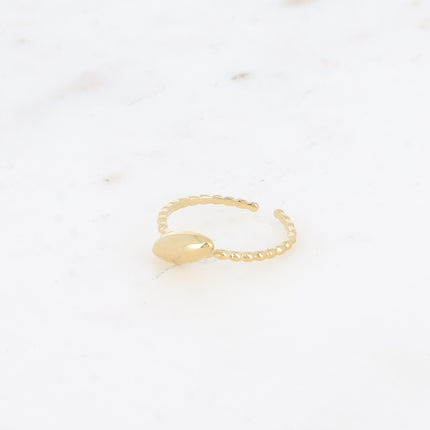 Bague fine - anneau effet perlé et ovale