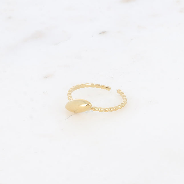 Thin ring - beaded and oval effect band