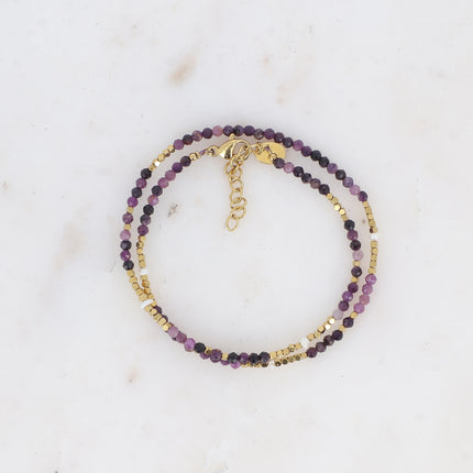 Bracelet 2 tours/Choker Bracélina avec pierres naturelles