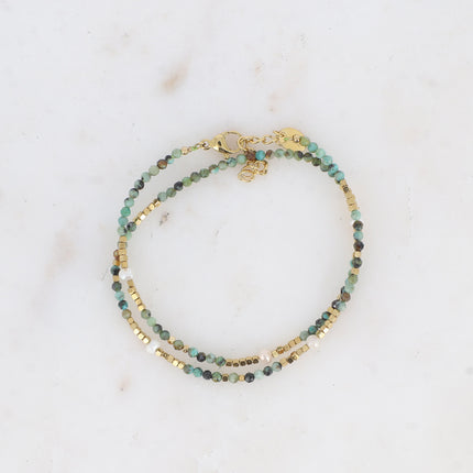 Bracelet 2 tours/Choker Bracélina avec pierres naturelles