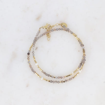 Bracelet 2 tours/Choker Bracélina avec pierres naturelles