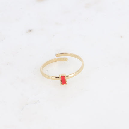 Bague fine Jasminelle - petite pierre naturelle rectangulaire