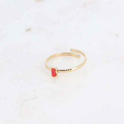 Bague fine Jasminelle - petite pierre naturelle rectangulaire