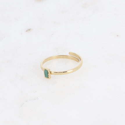 Bague fine Jasminelle - petite pierre naturelle rectangulaire