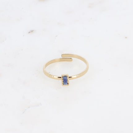 Bague fine Jasminelle - petite pierre naturelle rectangulaire