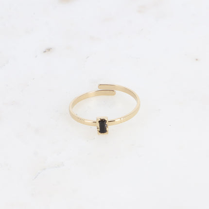 Bague fine Jasminelle - petite pierre naturelle rectangulaire