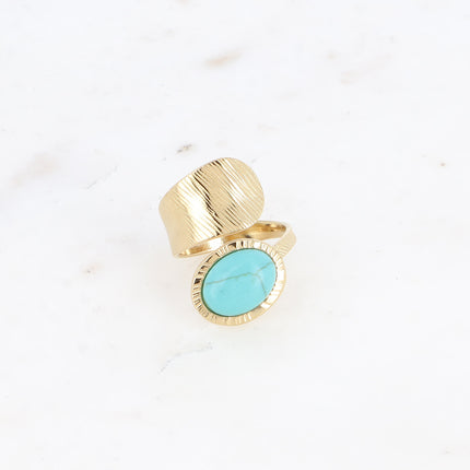 Bague large - pierre naturelle ovale
