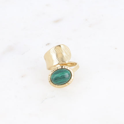 Bague large - pierre naturelle ovale