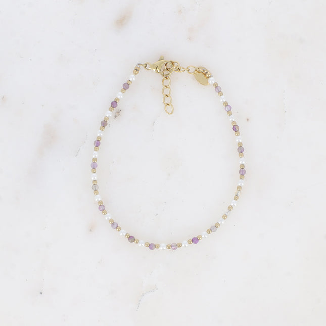 Vudika Bracelet - Natural Stones and White Resin Beads